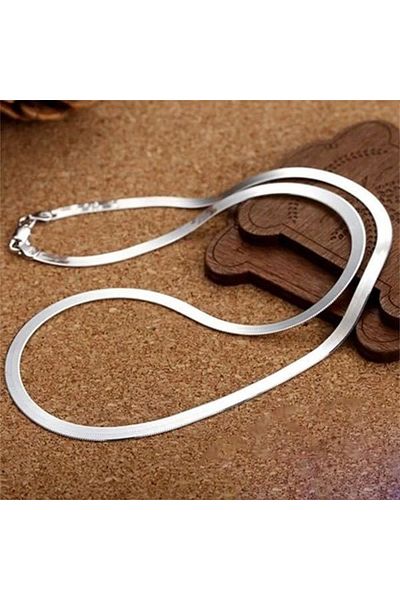 Choice 45cm 18inches Silver Color 4MM Chain Necklace for Women Luxury Couple Fine Jewelry Blade Chain Weddi