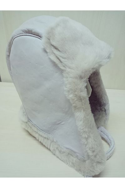 hoaryage Καπέλο πιλότου από γνήσιο δέρμα αρνιού Ushanka 100% Sheep Ear