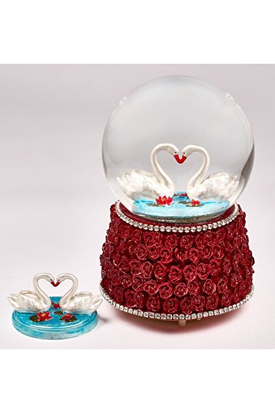 MAGNETDEPO Kar Küresi Gonca Buket Büyük 120 mm El Boyaması, müzikli Kendinden...