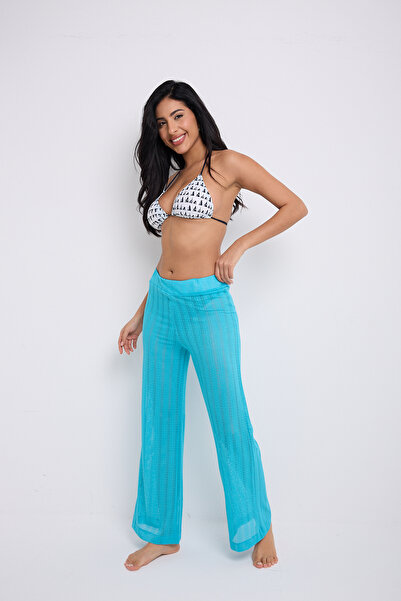 BY PAPI Turquoise Herringbone Pants