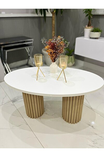 MatBeyaZ Bohem Mdf Üst Tabla Mdf Çıtalı Orta Sehpa 100 Cm Uzunluk 68cm En 42c...