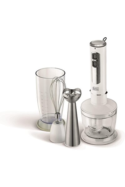 Black&Decker خلاط يدوي 4 في 1 من الفولاذ المقاوم للصدأ بقوة 400 وات مع مفرمة وخفاقة من بلاك اند ديكر، أبيض SB4000-B5،