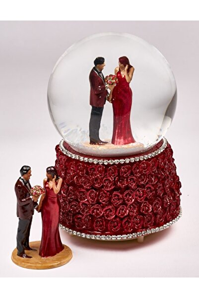 MAGNETDEPO Kar Küresi Gonca Buket Büyük 100 mm El Boyaması, müzikli Kendinden...