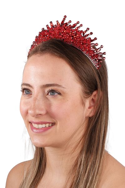 Hayalperest boncuk Red Crystal Beaded Bridal Wedding Costume Crown Princess Bride Women
