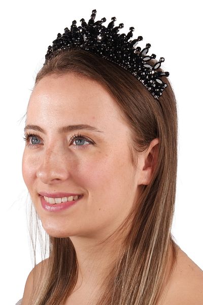 Hayalperest boncuk Crystal Beaded Black Bridal Crown Princess Wedding Costume Crown