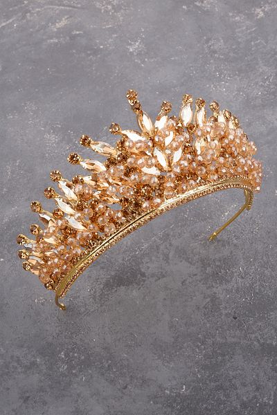 Hayalperest boncuk Costume Crown - Crystal Beaded Princess Bride Women's Wedding Crown Bal