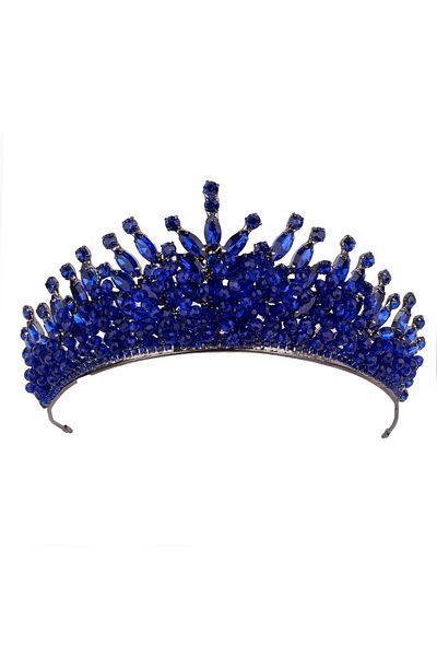 Hayalperest boncuk Navy Blue Crystal Beaded Bridal Wedding Tiara Princess Bride Costume