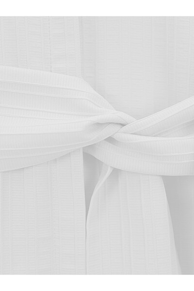 Modamorfo Fitted Crinkle Shirt with Tie Waist - White