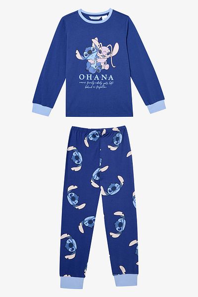Penti Unisex Kinder Fam Stitch Dunkelblau Baumwolle Pyjama Set