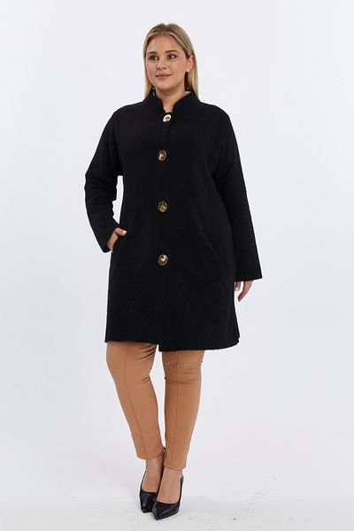 Laden Knitwear Coat Large Size Women's Bearded Woolen Very Thick High Quality Long Winter Black Mother Cardigan