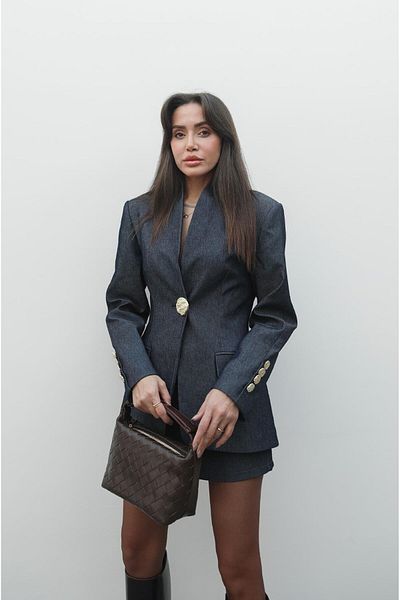 Havoş Dark Blue Denim Suit - Skirt Jacket Forman