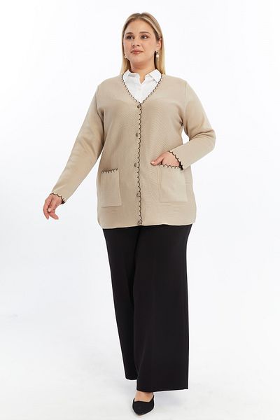 Laden Women's Steel Knit Knitwear Large Size Classic Non-Pilling Mother Cardigan