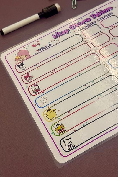 caps Sanrio Themed Children's Book Reading Tracking Planner Kuromi & Hello Kitty & My Melody
