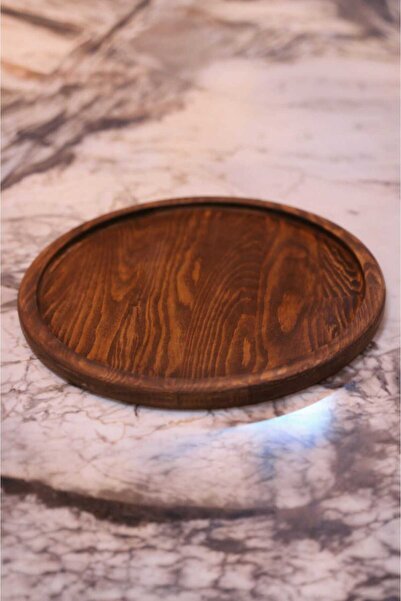 Ahşap Teslim Ahşap Sunumluk Dekoratif Sunum Tabağı- Büyük Boy Supla (CEVİZ)
