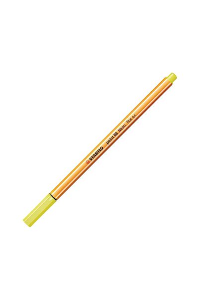 Stabilo Point 88 0.4 mm Fineliner Pen, Fluorescent Yellow Metal Backed Tip, Hexagonal Design
