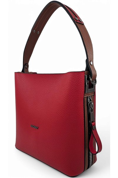 Evident Red&Tan Zipper Detailed Women's Shoulder Bag with Puppy