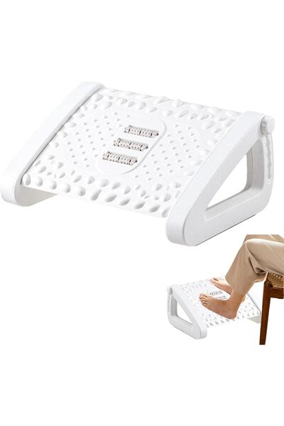 Arabest Under-desk footrest with massage rollers, adjustable in 6 heights,erg...