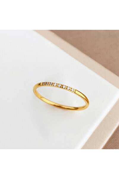 Choice خاتم CZ رفيع من الذهب عيار 6 8CZ مقاس 1 مم، خاتم خطوبة نسائي كامل مستد...