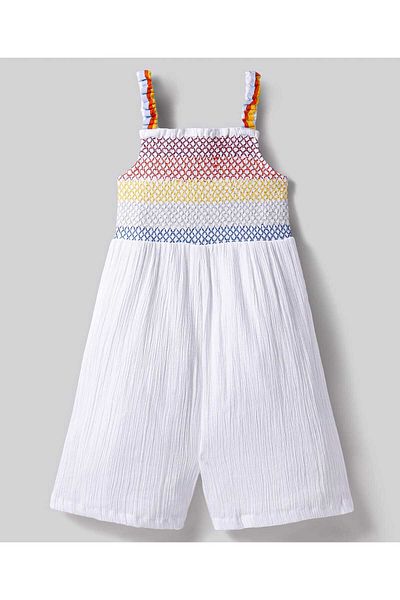 Primo Gino Cotton Crape Colorful Jumpsuit - White