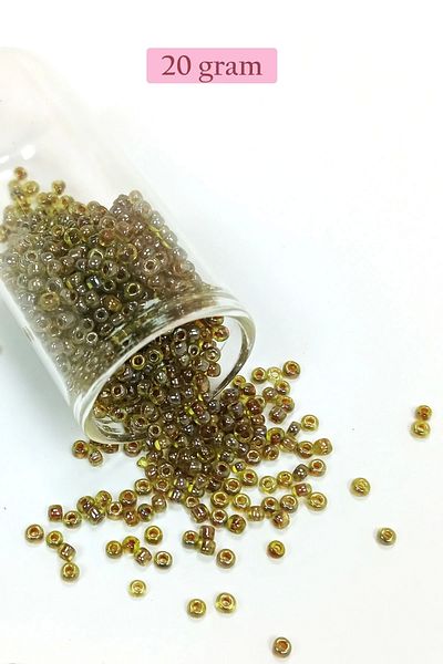 Royaleks Beads of Cast Glass Sand (8/0) 3 mm - 20 Grams - Green Black - Bnc182
