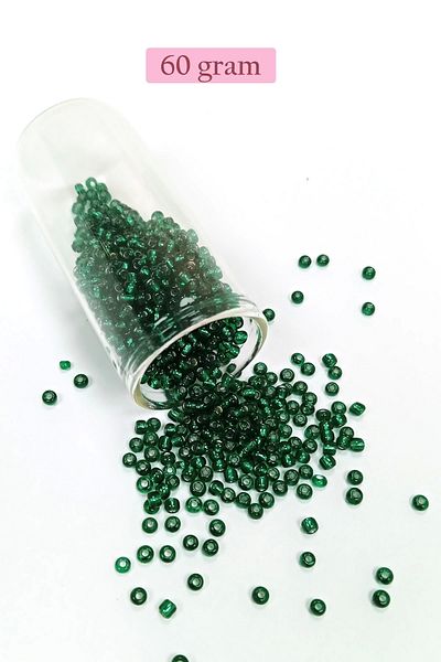 Royaleks Beads of Cast Glass Sand (8/0) 3 mm - 60 Grams - Dark Green - Bnc187