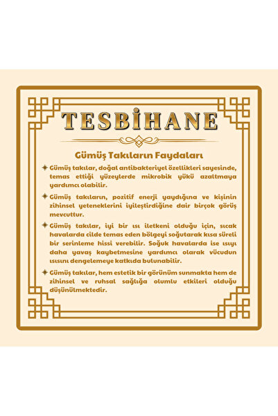 Tesbihane 925 Ayar Gümüş Çift Püsküllü Gümüş-firuze Işlemeli Erzurum Oltu Taşı Tesbih