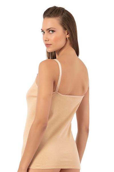 ÖZKAN underwear Özkan 0110 Women's Rib Cotton Laced Flexible Comfortable Thin Strap Undershirt