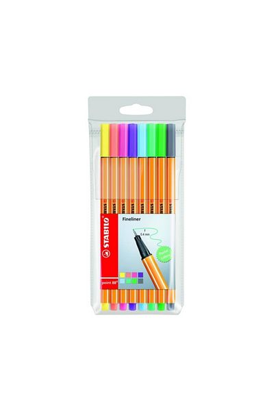 Stabilo 88 Punto Fineliner Pen Set, 8 Pastel Colors, 0.4 mm Tip, Metal Based