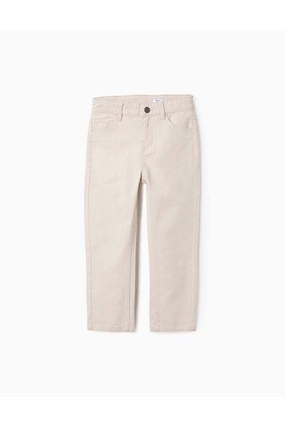 Ziddy Slim Twill Trousers for Boys, Beige
