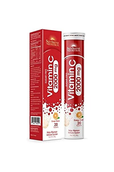 Sunshine Nutrition Nutrition Vitamin C 2000Mg Effervescent - Orange Flavor, 20 Tablets