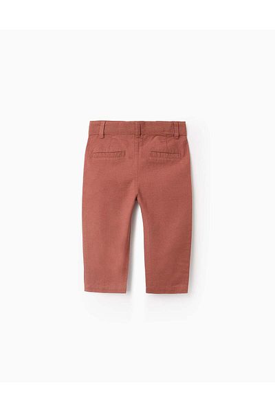 Ziddy Cotton and Linen Chino Trousers for Baby Boys, Brown