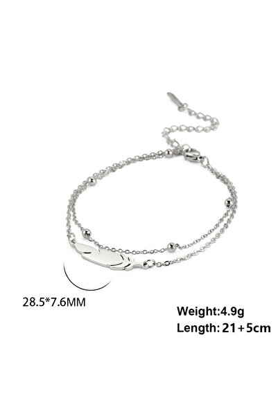 Choice خلخال الكاحل المصنوع من الفولاذ المقاوم للصدأ ذو الطبقة المزدوجة من الفضة بلون فضي بسيط للنساء والرجال باللون الذهبي