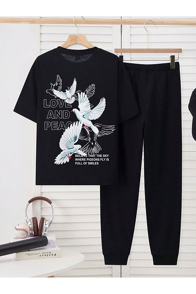 uyguntarz Σετ φόρμας Παιδικής Περιστέρι με στάμπα