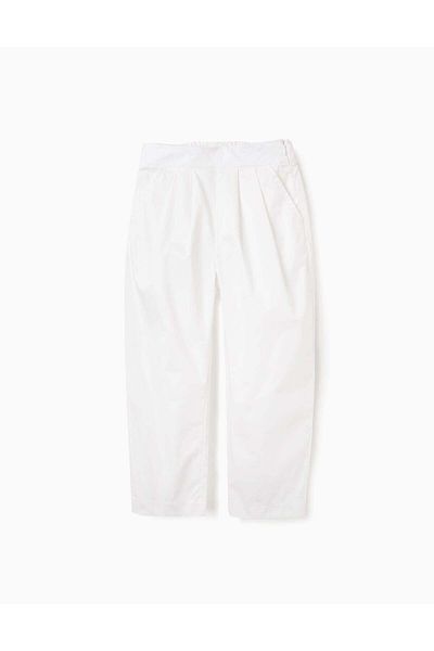 Ziddy Satin Pleated Trousers for Girls, White