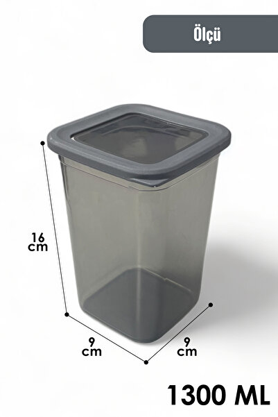 İronika 6 Pieces 1300 ml Food Groceries Storage Set with Lid - Square Box