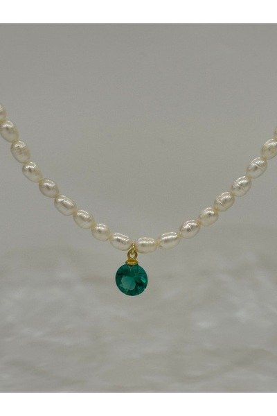 DURAN TAKI TASARIM Gerçek İnci Ve Parabia Taşlu Gümüş Kolye