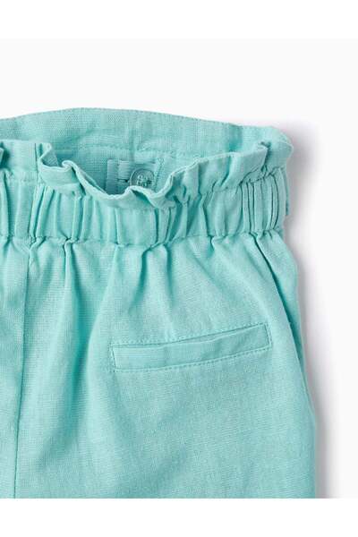 Ziddy Cotton and Linen Trousers for Girls 'Wide Leg', Light Blue