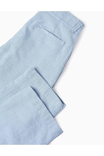 Ziddy Trousers in Oxford Cotton for Boys 'Slim', Light Blue