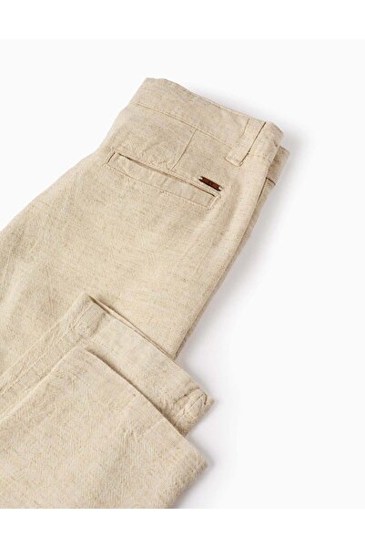 Ziddy Chino Linen Trousers for Boys 'Slim', Beige