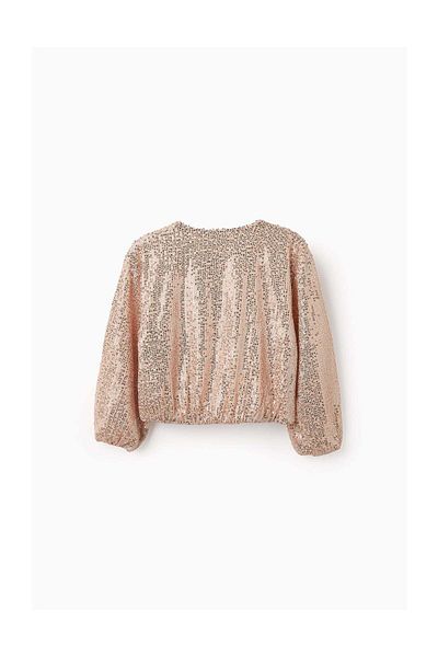 Ziddy Sequinned Jacket for Girls, Rose Gold