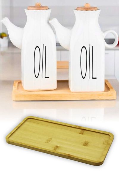 omilife Bamboo Rectangular Presentation Plate Oil Pot Base Serving Plate 23 cm X 12 cm