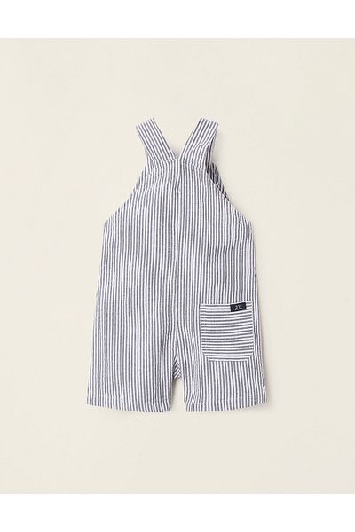 Ziddy Striped Cotton Jumpsuit for Baby Boys, White/Blue