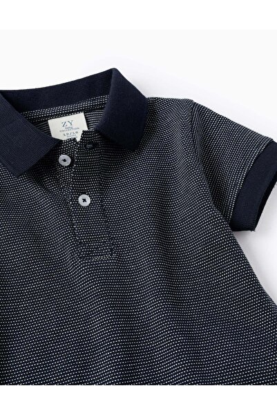 Ziddy Polka Dot Polo for Baby Boys, Dark Blue/White