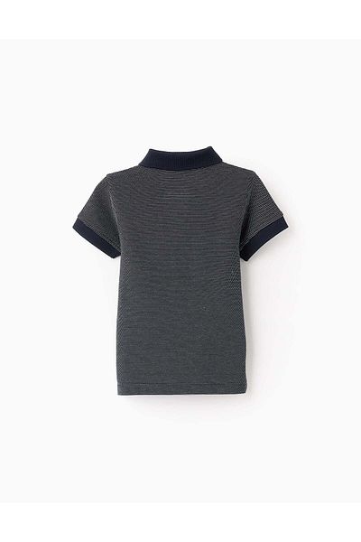 Ziddy Polka Dot Polo for Baby Boys, Dark Blue/White