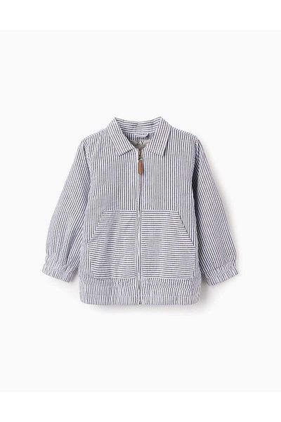 Ziddy Striped Seersucker Jacket for Boys, Blue/White