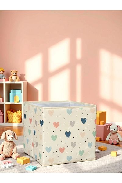PRENDİ HOME Healt Patterned Lidless Multi-Purpose Organizer Toy Storage Box 30X30X30