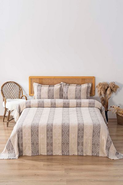Rivaİstanbul Serena Cappucino Double Bed Cover Set 3 Piece Sleep & Dowry Set