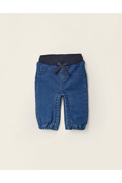 Ziddy Jeans with Snap Buttons at the Crotch for Newborn Babies, Blue