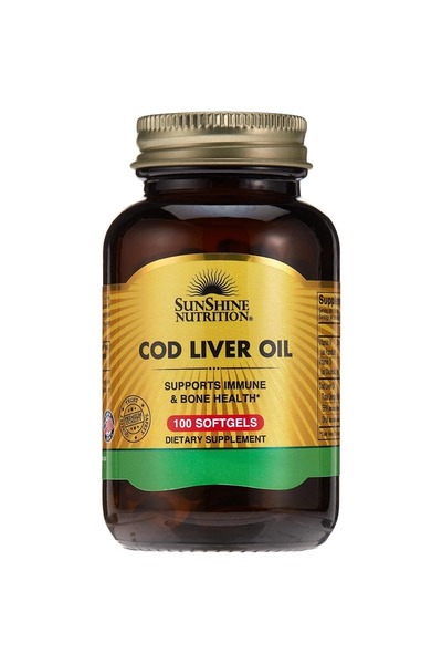 Sunshine Nutrition زيت كبد سمك القد، مصدر فيتامين أ + د - 100 كبسولة هلامية