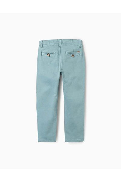 Ziddy Slim Twill Chino Trousers for Boys, Aqua Green